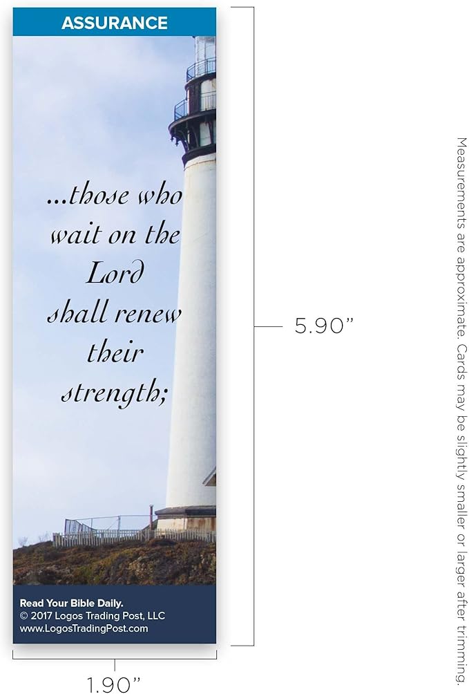 Christian Bookmark with Bible Verse, Pack of 25, Assurance Themed, Those Who Wait on the Lord Shall Renew Their Strength, Isaiah 40:30-31
