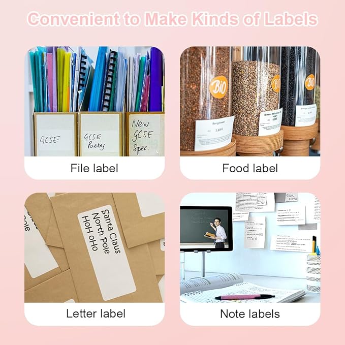 Mini Printer,Thermal Printers Sticker Maker with 3 Rolls Paper,Portable Wireless Bluetooth Inkless Printer, Recharge Pocket Label Maker, Small Printer for Scrapbook Supplies,Photo, Pink