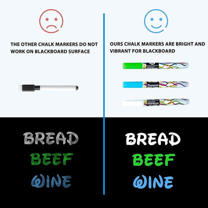 Magnetic Black Dry Erase Board Sheet 17" x 11" for Fridge, Easy to Read with 3 Bright Colors Chalk Markers, Small Refrigerator Magnet Whiteboard for Family Planner Grocery List