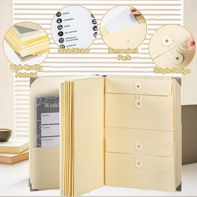 in Case I Go Missing Binder,The Folio Document Organizer,Veloron Life Organizer,Lifebook Document Organizer with Labels,Suitable for Important,Emergency,Passports,and Letters(DarkYellow)