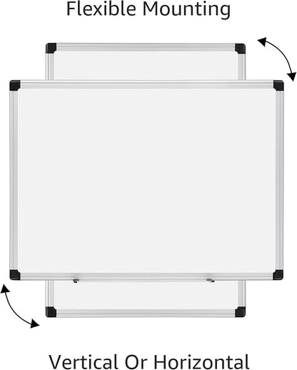 Amazon Basics Magnetic Dry Erase Whiteboard, 24"W x 18"H, Aluminium Frame, Silver/White