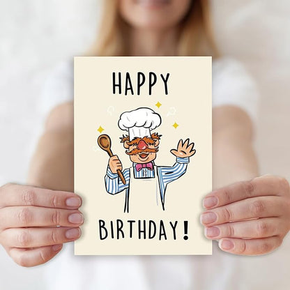 Funny Birthday Card for Men Women，Happy Birthday Cards for Grandma Grandpa，Unique Birthday Gifts for Mom Dad Husband Wife，Humorous Cartoon Bday Gift for Family Kids