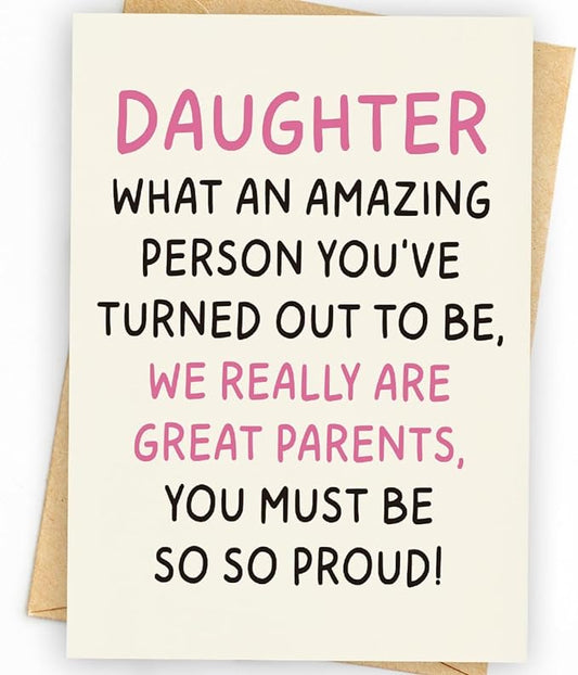 Daughter Birthday Card | Birthday Card for Daughter | Birthday Card Daughter | Daughter Birthday Card from Mom & Dad & Parents | Funny & Happy Birthday Card & Gifts for Adult Daughter