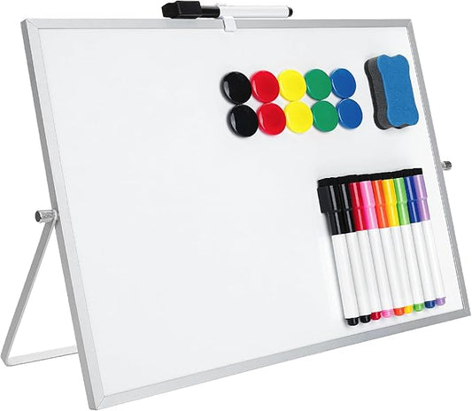 Mr. Pen- Small Dry Erase Board with Stand, 12.5"x16.5", 10 Markers, 10 Magnets and 1 Eraser, Double-Sided Kids White Board Dry Erase Board for Desk Dry Erase Board, Kids Dry Erase Board Kids