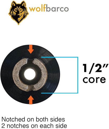 12 Rolls Wolfbarco 2.24" x 243' (57mm x 74m) Black Premium Resin-Enhanced Wax Thermal Transfer Ribbon Compatible with Zebra Printers