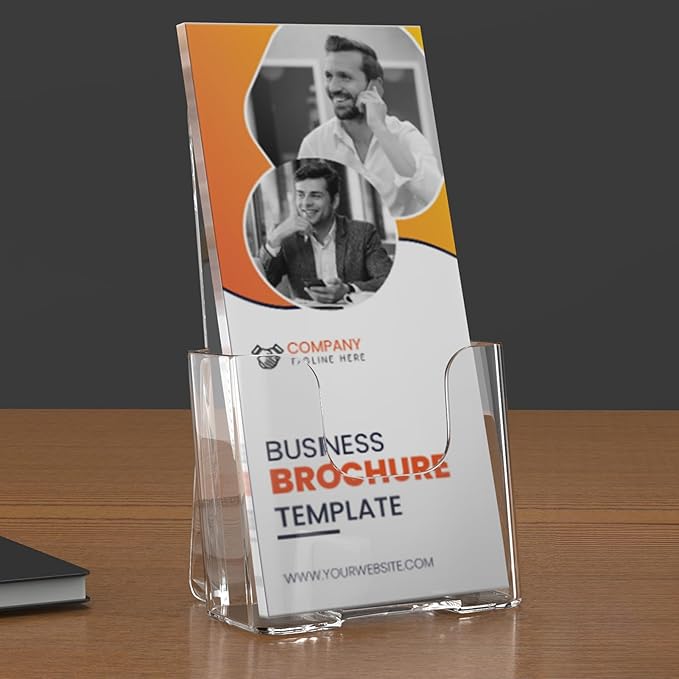 MaxGear Brochure Holder 4x9 inch, Acrylic Literature Holder Plastic Brochure Holder Pamphlet Holder Flyer Holder Rack Card Holder Literature Holders Plastic Display Stand, Desk or Wall Mount, 2 Pack
