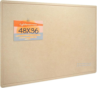 Large Bulletin Board - 48 x 36 Inches, Decorative Felt Pin Board for Wall - 4' x 3' Foldable Photo Display Board with Self-Adhesive Tape, Includes 20 Push Pins - Beige Brown