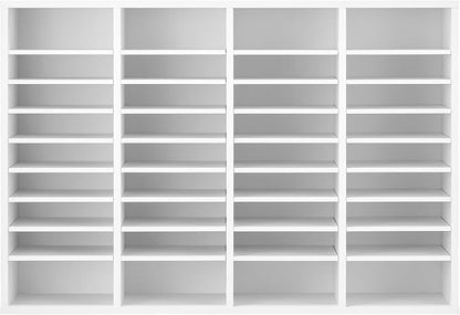 VEVOR Literature Organizer, 36 Compartments Office Mailbox with Adjustable Shelves, Wooden Mailbox Sorter Medium Density Fiberboard Office Home Classroom Storage for Files, Documents, Papers, White