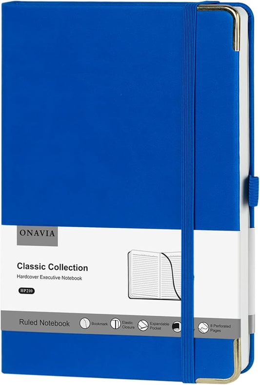 A5 Lined Journal Notebook - 100 GSM Thick Paper, Hardcover Journaling Notebook for Writing, Work, Travel, School, College Ruled Journal for Women Men, PU Leather Note Book,5.5”x8.3”- Klein Blue