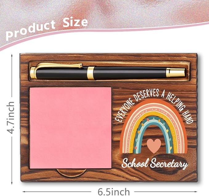 School Secretary Sticky Note Holder, School Secretary Appreciation Gifts, Thank You Gifts for School Secretary, School Secretary Office Decor Self-Stick Note Pad Holders YB372
