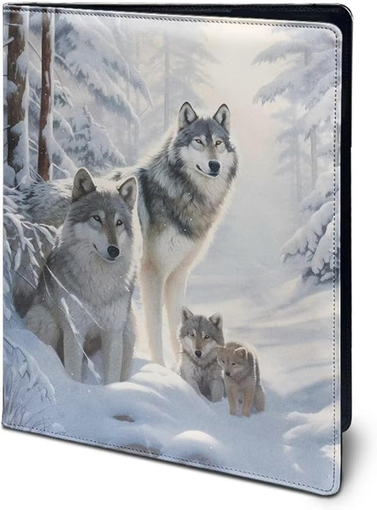 Cozeyat Family Wolf Padfolio for Men PU Leather Document Holder for Business Traveling Interview Resume Folder Portfolio Binder Organizer