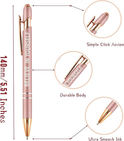 Up to 480 Pcs Personalized Pens in Bulk, Custom Metallic Printed Name Pens with Black Ink, Customized Pens Bulk with Stylus-Great Gift Ideas(Gold 12 Colors)