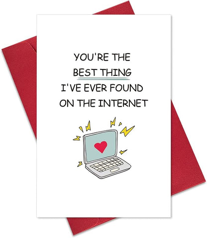 Ogeby Funny Anniversary Card for Boyfriend Girlfriend, Internet Dating Valentines Day Card Gift, Best Thing I've Ever Found on The Internet