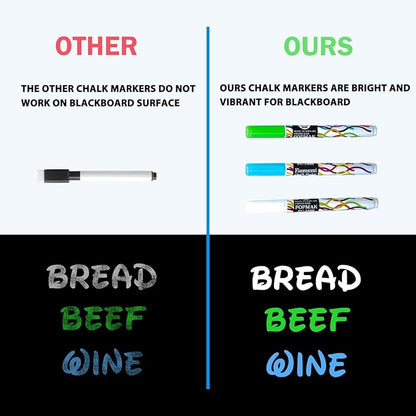 Magnetic Black Dry Erase Board Sheet 12" x 8" for Fridge, Easy to Read with 3 Bright Colors Chalk Markers, Small Refrigerator Magnet Whiteboard for Family Planner Grocery List