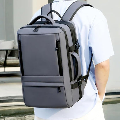 Travel Backpack for Women, Business Anti Theft Water Resistant Durable Scalable Laptop Backpack with USB Charging Port, 17 Inch Computer Bag Rucksack Casual Daypacks, Gifts for Men & Women, Grey