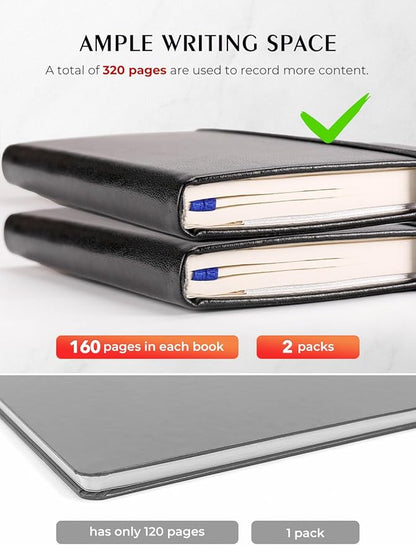 AISBUGUR Pocket Notebook, Small Notebook, 2-Pack Total 320 Pages,3.7" x 5.7" Pocket Notebook (2 Pack, Black1)