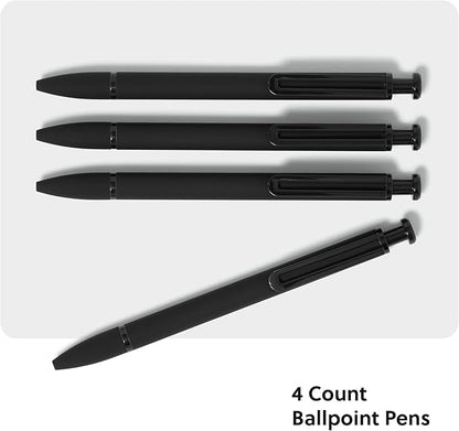 U Brands Midnight Monterey Ballpoint Pens, 4 Count, Black Soft Touch, Painted Black Details, Bold (1.0 mm) Point, Black Ink