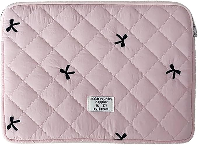 9-11 Inch Tablet Sleeve Case for iPad Pro 11 Air 4 10.2 Tab Protective Bag Cute Bowknot Quilted Puffy Laptop Pouch Carrying Case