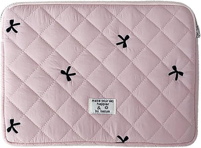 9-11 Inch Tablet Sleeve Case for iPad Pro 11 Air 4 10.2 Tab Protective Bag Cute Bowknot Quilted Puffy Laptop Pouch Carrying Case