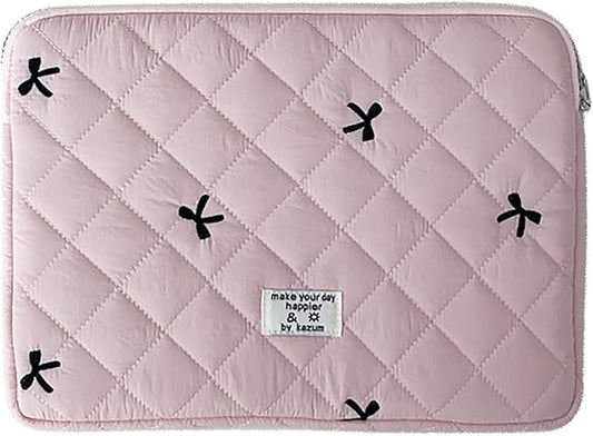 9-11 Inch Tablet Sleeve Case for iPad Pro 11 Air 4 10.2 Tab Protective Bag Cute Bowknot Quilted Puffy Laptop Pouch Carrying Case