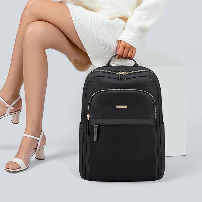 Laptop Backpack for Women Travel Work Commute Casual Daypack Backpack Purse Computer Bags Fit 16 Inch Notebook (Black)