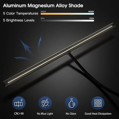 Desk Lamp, 31.5" LED Desk Lamp for Home Office,Gesture Sensing Control Desk Light, Dimmable & Color Temperature, Eye-Caring Office Lamp, Brightest Architect Lamp for Screen/Workbench