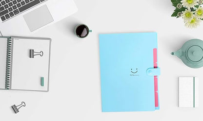 SKYDUE Expanding File Folder 5 Pockets ,Letter A4 Paper Accordion Document Organizer (Blue)