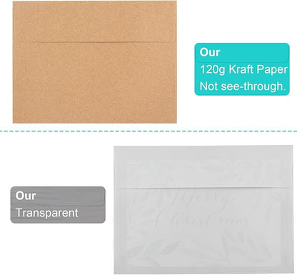 90 Packs 3.5x5 Envelopes for Invitations, A1 Invitation Envelopes, Brown Kraft Envelopes, Small Envelopes RSVP Envelopes for Weddings, Photos, Postcards, Greeting Cards, Mailing