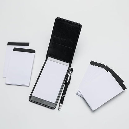 Camelmother 10 Pieces Small Notepad Holder Set Pocket Notebook 3 x 5 Inch with Pen Small notebooks note pads Leather Notepad (black plain)