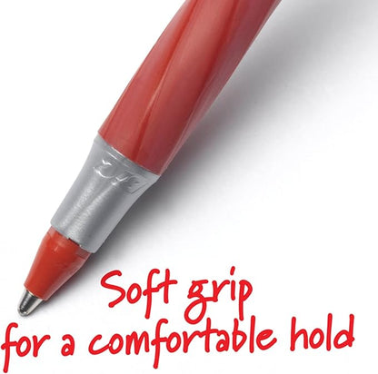 BIC Round Stic Grip Xtra Comfort Ballpoint Pen, Medium Point (1.2mm), Red, 12-Count