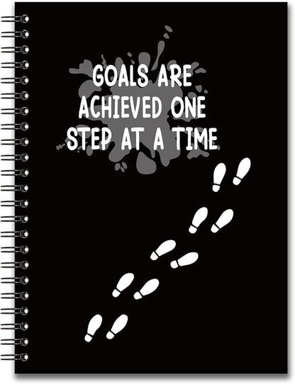 YAZMEEN Inspirational Blank Spiral Notebook（160 Pages） Goals are Achieved One Step at A Time Hardcover Sketchbook Encouragement Notebook Journal Funny Birthday Gift for Teen Teacher Student Coworker
