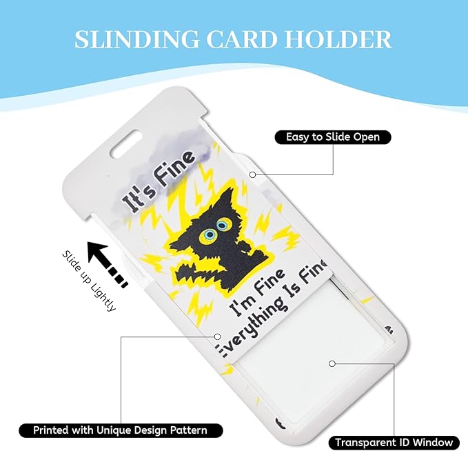 Lanyards for Id Badges, Black Cat Badge Holder with Retractable Reel Clip, Funny Cute Work Name Tag Keychain Lanyard ID Card Protector Case for Women Teacher Nurse Nursing Student Office