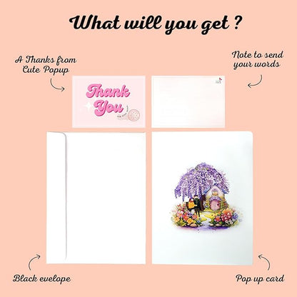 Romantic Couple with Flowering Wisteria and Charming Homestead Design, Valentines Pop Up Cards, Happy Anniversary Pop Up Cards - Perfect Handmade Present for Girlfriend, Wife or Couple