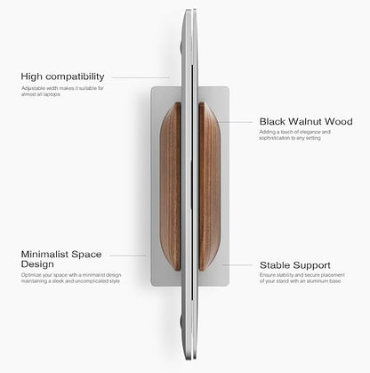 UPERGO Vertical Laptop Stand for Desk, Laptop Holder to Dock MacBook, MacBook Pro and Other Laptops, Black Walnut Wood