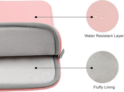 RAINYEAR 11 Inch Laptop Sleeve Soft PU Leather Case Protective Water Resistant Zipper Cover Padded Carrying Bag Compatible with 11.6'' MacBook Air Surface for 11" Chromebook Notebook Computer (Pink)