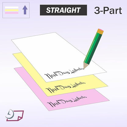 NextDayLabels - Superior Carbon-less NCR, Pre Collated Paper, 500 Sheets Per Pack (8-1/2" x 11" 3 Part Straight, #5909)