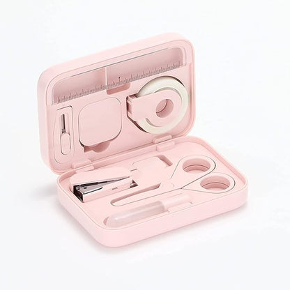 Plus Stationery Kit Pink (Scissors, stapler, tape, liquid glue, cutter, ruler, tape measure, pin for SIM card replacement) TD-001 30-211 With Original Stylus Ballpoint Touch Pen