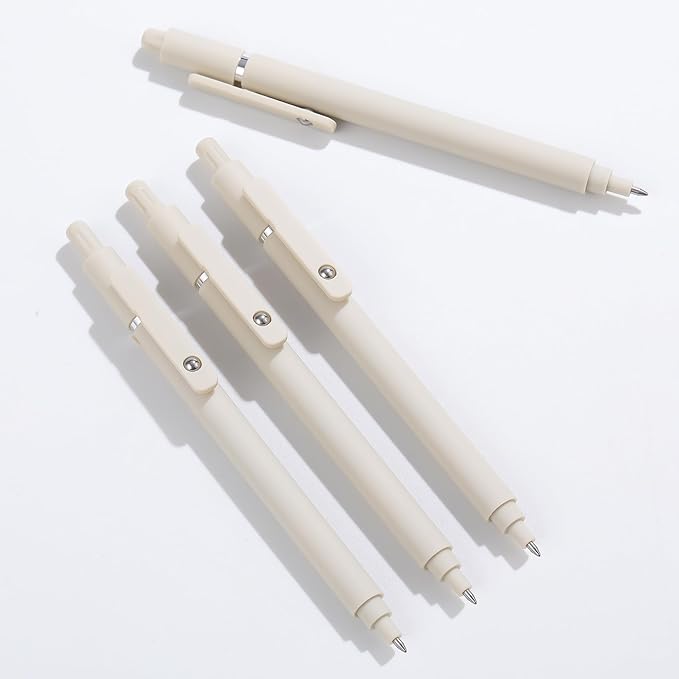 RIANCY Aesthetic Pens Beige Pens 5Pcs 0.5mm Quick Dry Black Ink Gel Pens Fine Point Smooth Writing Cute Pen Japanese Stationary Home Work Essentials Nurse School Gifts office supplies