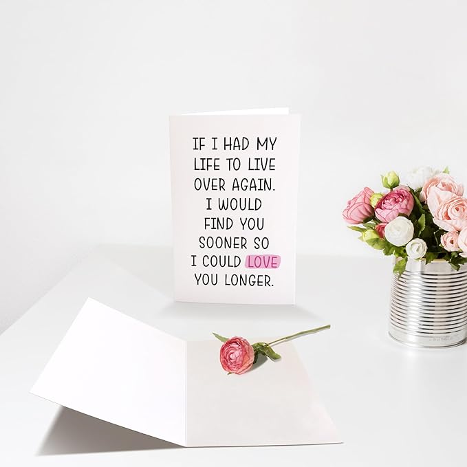 Chenive Romantic Anniversary Card for Husband Wife, Funny Birthday Card for Men Women, Sweet Poem Valentine's Day Card for Boyfriend Girlfriend, Find You Sooner Love You Longer