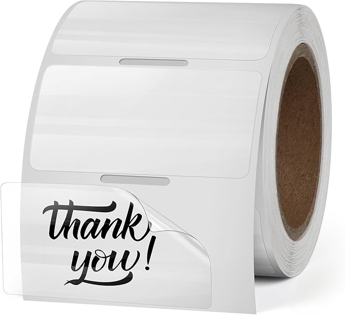 Transparent Thermal Labels 2 × 1 Inch Self Adhesive Printer Clear Stickers Vinyl Waterproof Roll Decals Rectangle Name Tag for Address Design DIY Logo Business 300 PCS