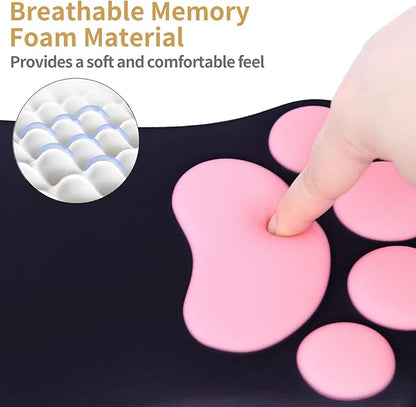 Ergonomic Mouse Pad with Wrist Rest,Cute Cat Paw Mousepad Wrist Support,Comfortable Massage Design Computer Pain Relief Mouse Pad with Non-Slip PU Base for Desk Laptop Gaming Office,Black