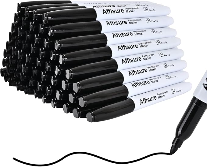 Permanent markers, 60 packs permanent markers bulk, quick drying in one second, waterproof, smooth, not easy to erase, durable, can be marked on glass, tiles and cloth, office supplies