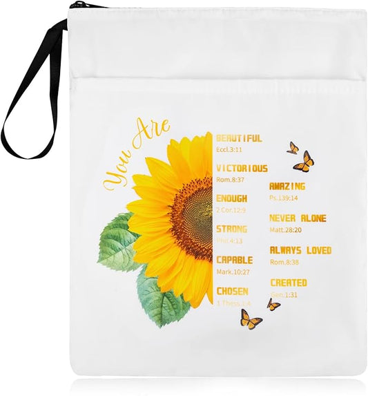 Book Sleeve Pouch Waterproof Book Sleeves with Zipper and Front Pocket,Christian Theme Book Covers for Paperback,Book Protector Bag with Handle for Book Lovers Bibliophile Gifts(11.8 * 9.4 inch)