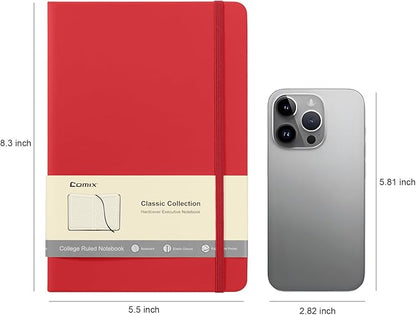 Comix 8 Pack Lined Journal Notebooks for Work, 240 Pages, 5.5"x8.3", Hardcover, A5 Medium College Ruled, Journaling Notebooks for Notes-Taking, Fits for Office School Home