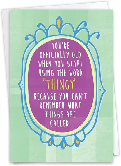 NobleWorks Funny Birthday Greeting Card with 5 x 7 Inch Envelope (1 Card) Bday Thingy C8641BDG