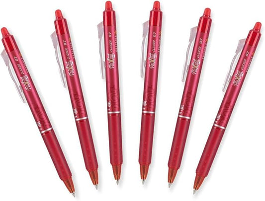 PILOT FriXion Ball 0.7mm Erasable Gel Pens, Fine Point, Red Ink, Pack Of 6