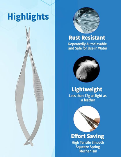 VANNAS Micro Spring Scissors - Curved/Fan-Shaped/Sharp Tip/8cm-S11037-08