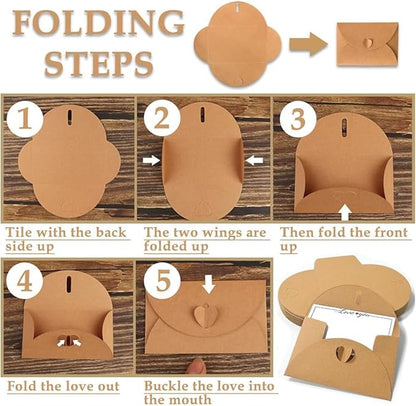 40 Pack Mini Envelopes with Heart Shaped Clasp, Small Kraft Paper Envelopes with Love You Card Cards with Blank Cards for Business Card for Gift Cards Weddings Party Favors (4.1 x 2.8 inch)