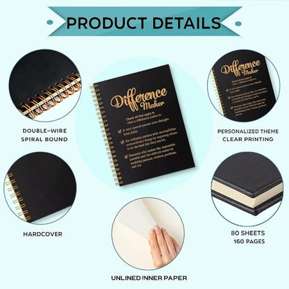 Difference Maker Definition 160 Blank Pages Spiral Notebook, Thank You Gifts for Boss Leader Teacher Coworker Manager Nurse Mentor Appreciation Gifts, Employee Appreciation Notebook
