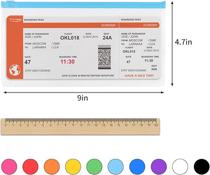 EOOUT 32pcs Poly Zip Envelope, Reusable Envelopes, Pencil Case Bulk, Bill Bag, 9'' x 4.7'', A6 Size, 10 Colors, for Cash School and Office Supplies